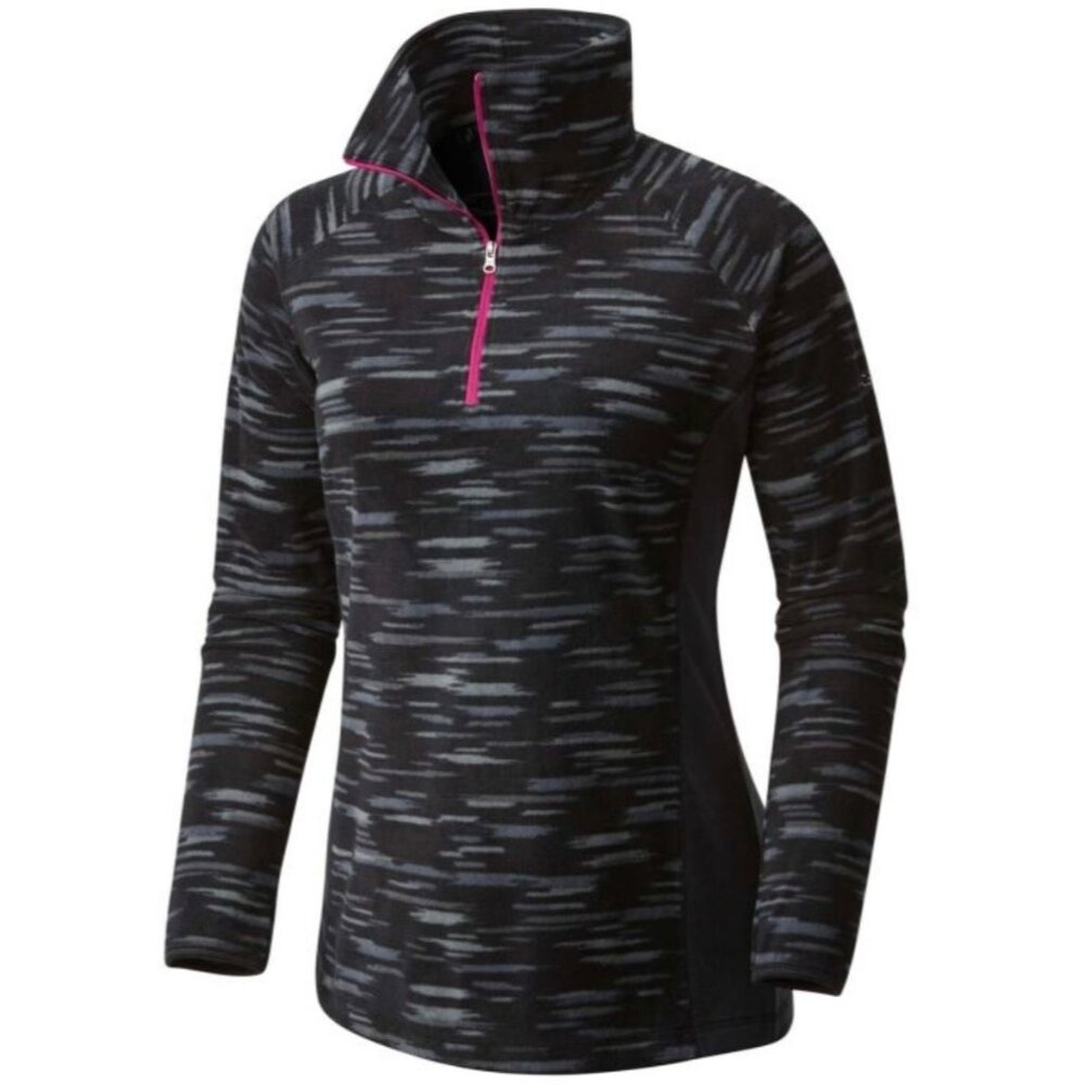 COLUMBIA GLACIAL FLEECE III PRINT 1/2 ZIP WOMENS SIZE BLACK PINK SWEATSHIRT LIGH